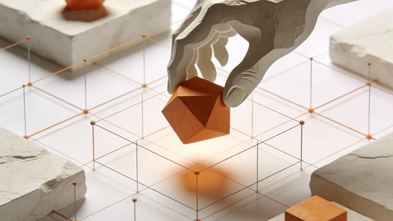 3D editorial image showing human expertise refining human-led AI branding outputs.