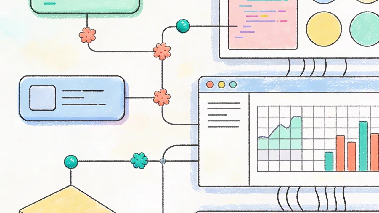 An illustration showing design automation infrastructure through design tokens and system layers.