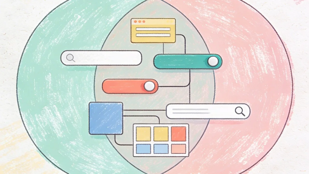 The New Era of Search: Modern SEO Tips for Brands 3 Editorial illustration showing the intersection of user experience and seo tips for website design.
